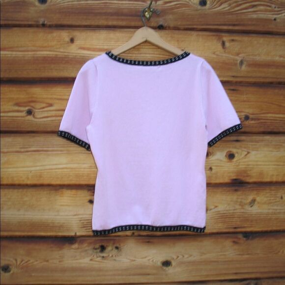 Pink Black Short Sleeve Sweater Top - Picture 5 of 7